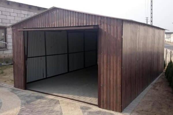 Plechová montovaná garáž 4×6 - hnědá
