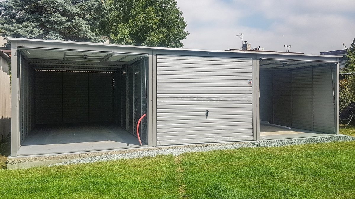 Plechová garáž 9×6m -stříbrný
