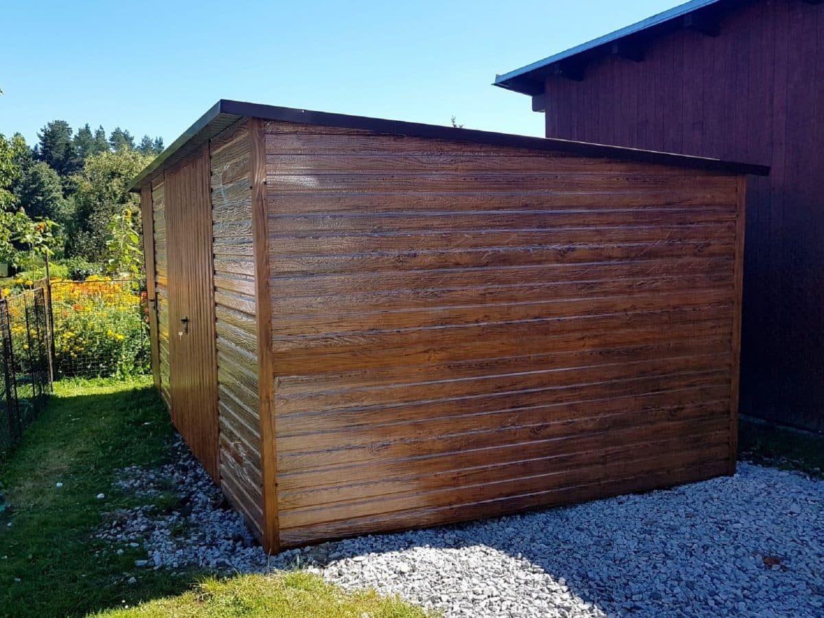 Domek ogrodowy 5×3m - złoty dąb/ spad dachu do tyłu