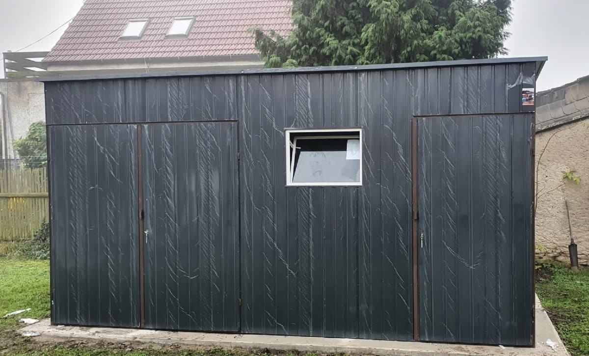 Domek ogrodowy 4,8×3m - ciemny grafit