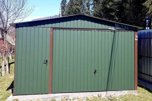 Garaż blaszany 5x5m - ciemny zielony matowy